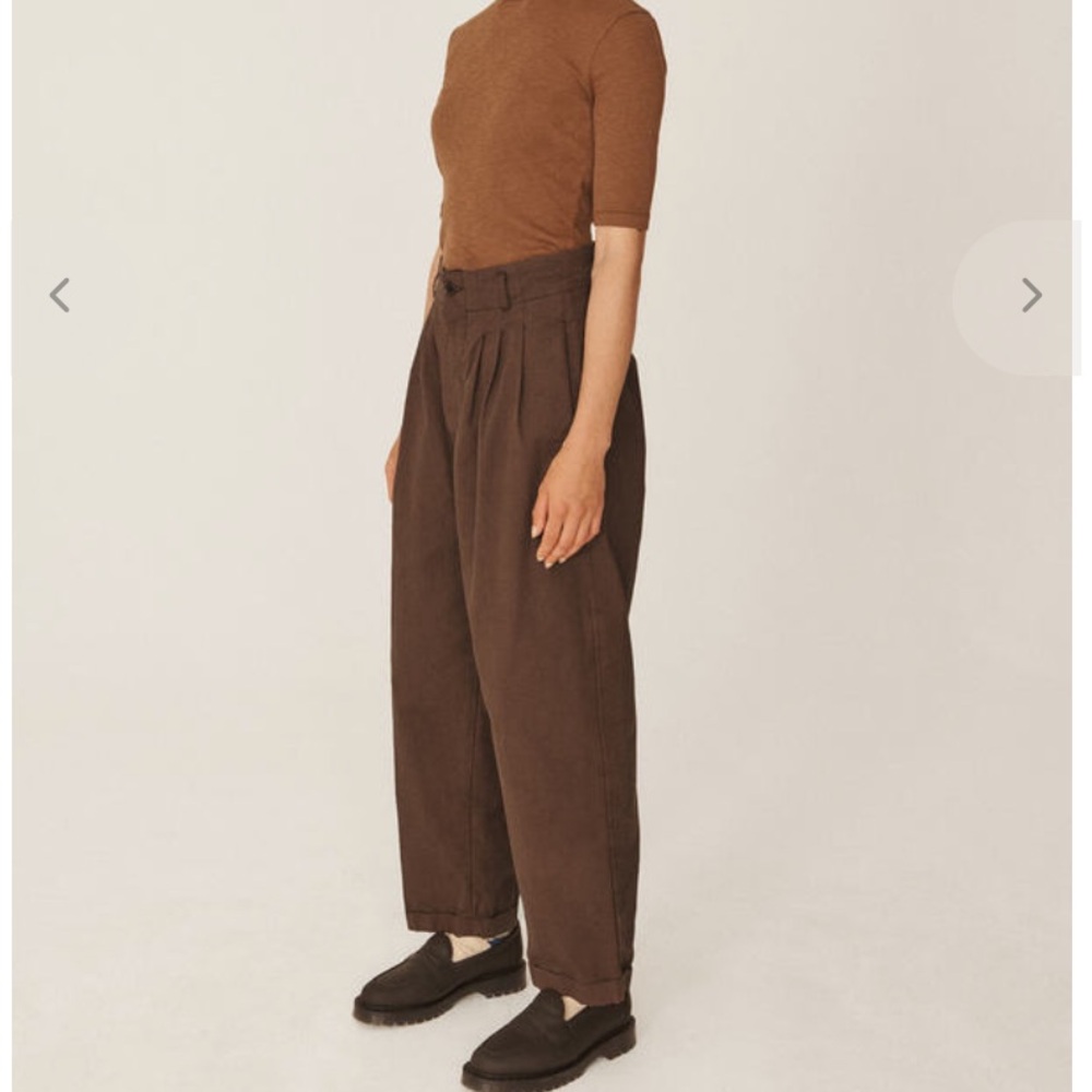 YMC Womens Keaton Crip Cotton Trousers Brown Size Medium